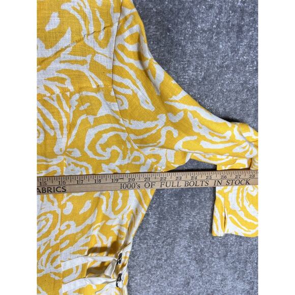 BETS By Canvasbacks Linen Zip Up Jacket Women Size LG Yellow‎ Floral Pocket USA - Picture 7 of 9